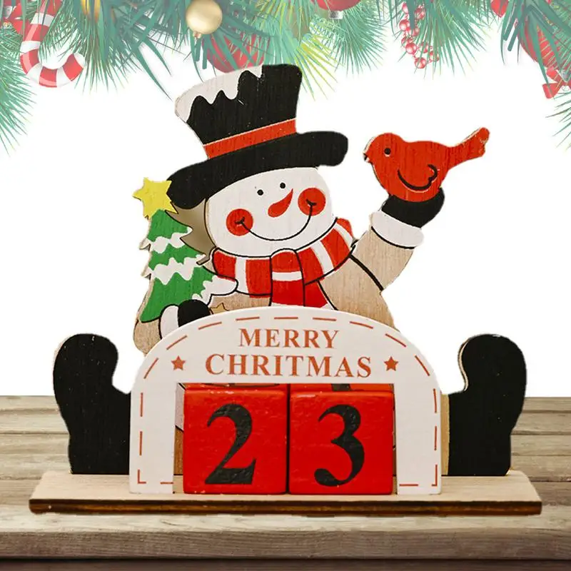 xmas Count Down Calendar Santa Claus Gingerbread Man Wooden Calendar Christmas Ornaments Home Desktop Decoration New Year Gifts