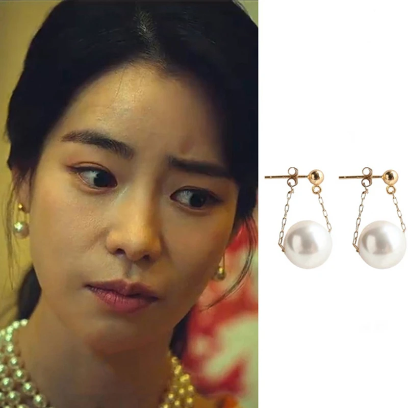 Yoona King  Ji-yeon Im Lee Do hyun pearl design Earrings Korean for women gilrs Drama Retro Unique StylishCreative Earrings