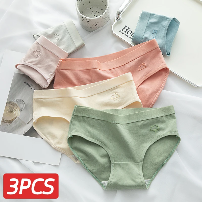 

3 Pcies/Set Women's Cotton Underwear Traceless Sexy Breathable Underwear Fashion Girl's Mid-Waist Underwear Briefs