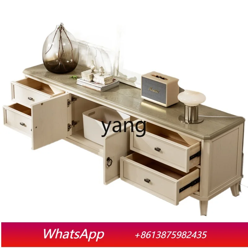 LH solid wood cream wind white modern simple living room home furniture high TV cabinet