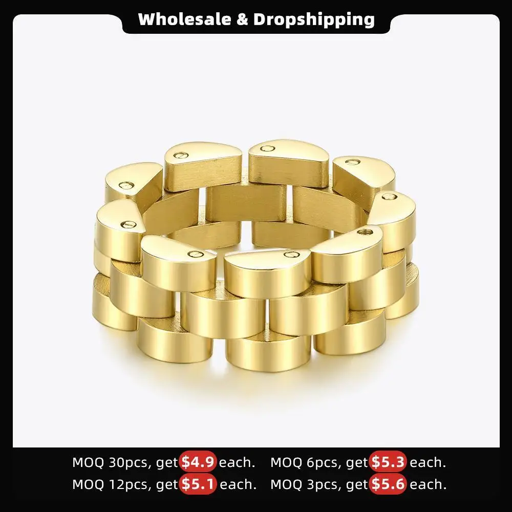 ENFASHION Hip-Hop Watchband Rings For Women Gold Color Ring Stainless Steel Gifts 2020 Fashion Jewelry Anillos Mujer R204076