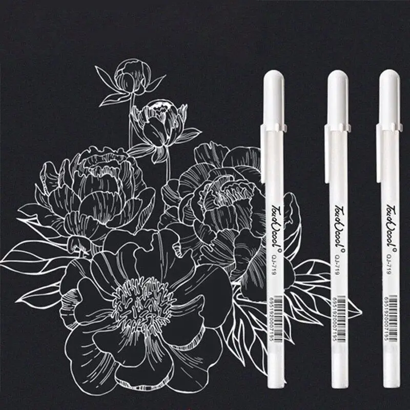 Ensemble de stylos marqueurs à surbrillance, stylo gel à encre blanche, fournitures d'art de dessin, stylo de peinture à croquis, 0.8mm, 3 pièces, 5 pièces, 10 pièces