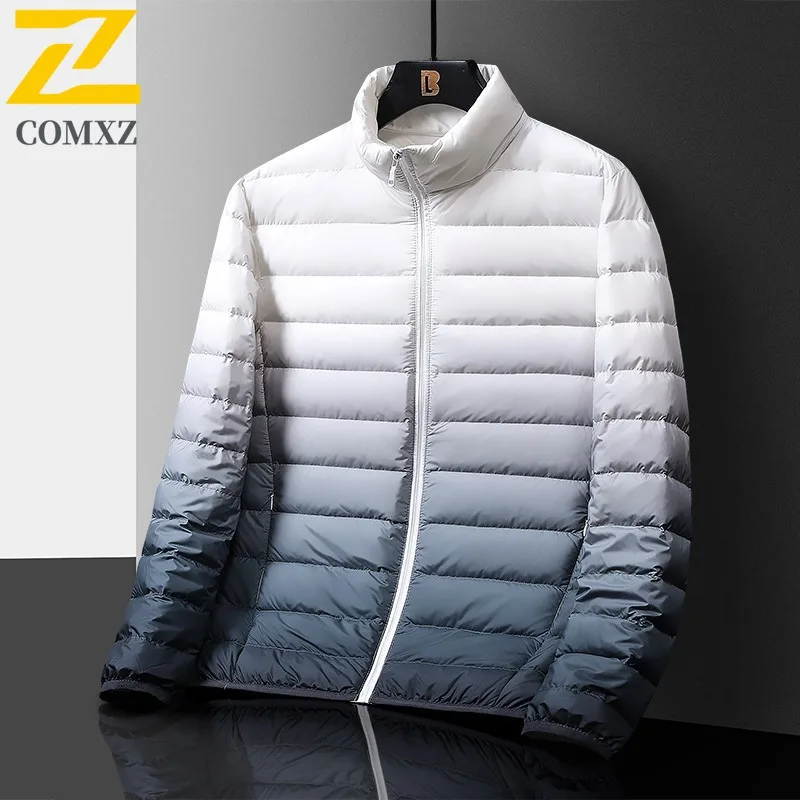 

COMXZ Parker Coat Gradient Versatile Slim Fit Coldproof Skiing Winter Jacket Travel Loose High-Quality Down Jacket Men Clothing