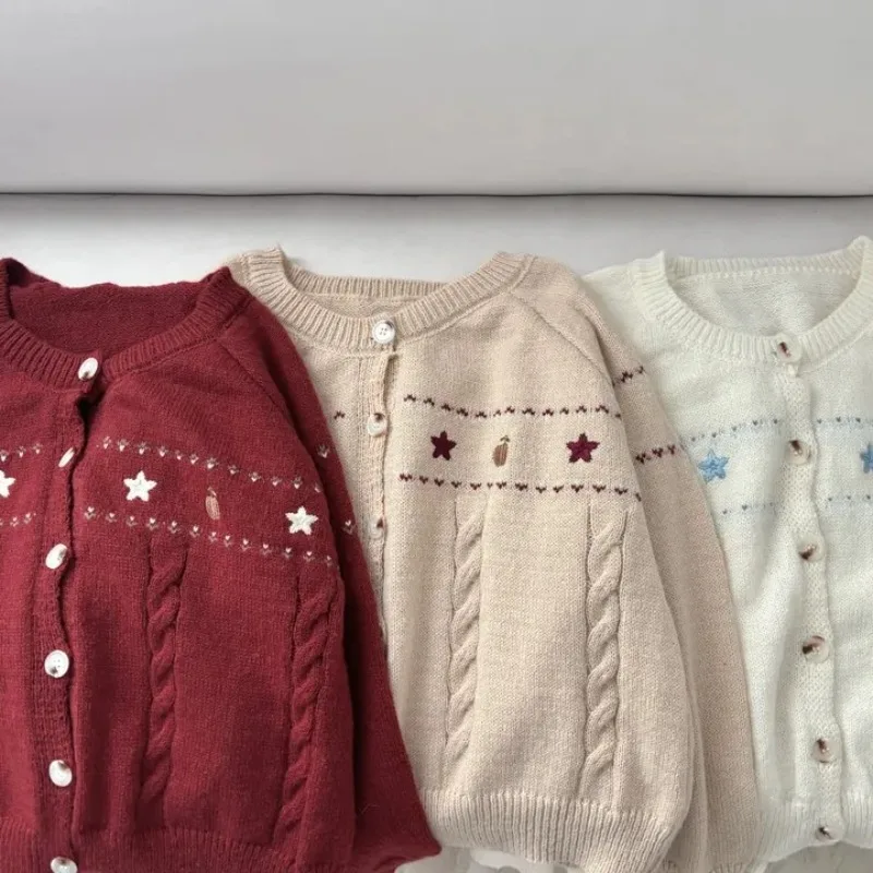 Dames chique los gebreide trui geborduurd zacht gezellig herfst winter faion vintage sle innerlijke slijtage top voor nieuwjaar