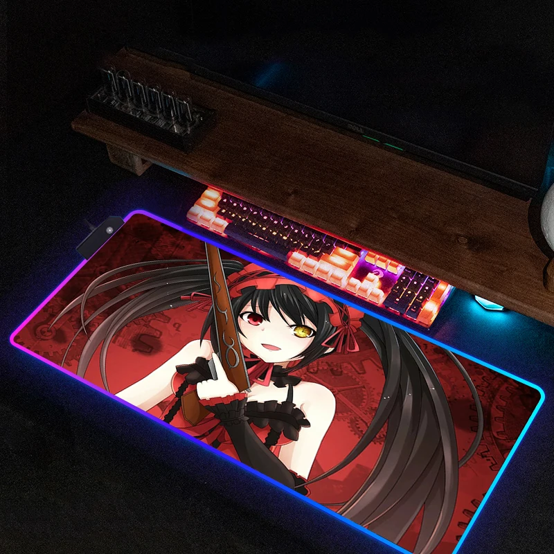 Computer Mouse Pad Gamer Tokisaki Kurumis accessori da scrivania Mousepad Rgb tastiera Pc Cabinet Mat Mats Gaming Xxl Anime Carpet