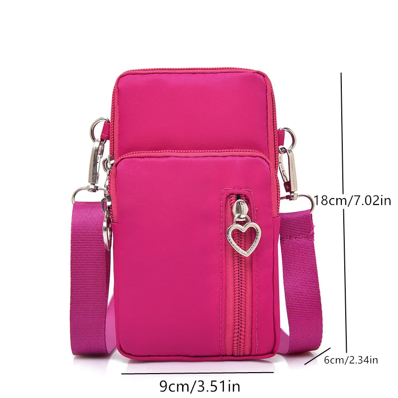 Waterproof Mobile Phone Bag Women\'s Mini Oxford Crossbody Bag Daily Multi-layer Zipper Purse Casual Outdoor Travel Nylon Bag