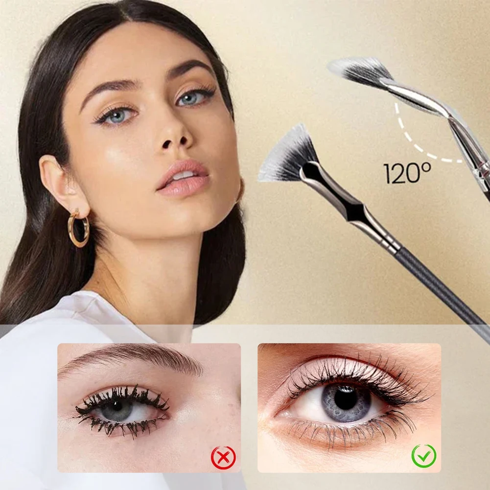 Folding Angle Scalloped Lash Brush No Smearing Clumping Angled Mascara Fan Brush Natural Lifted Effects for Upper Lower Eye Lash