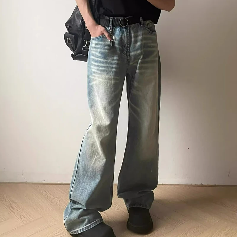 

American Vintage Baggy Washed Blue Jeans Women High Street Denim Pants Moustache Effec Trendy Autumn Straight Slim Unisex Trouse