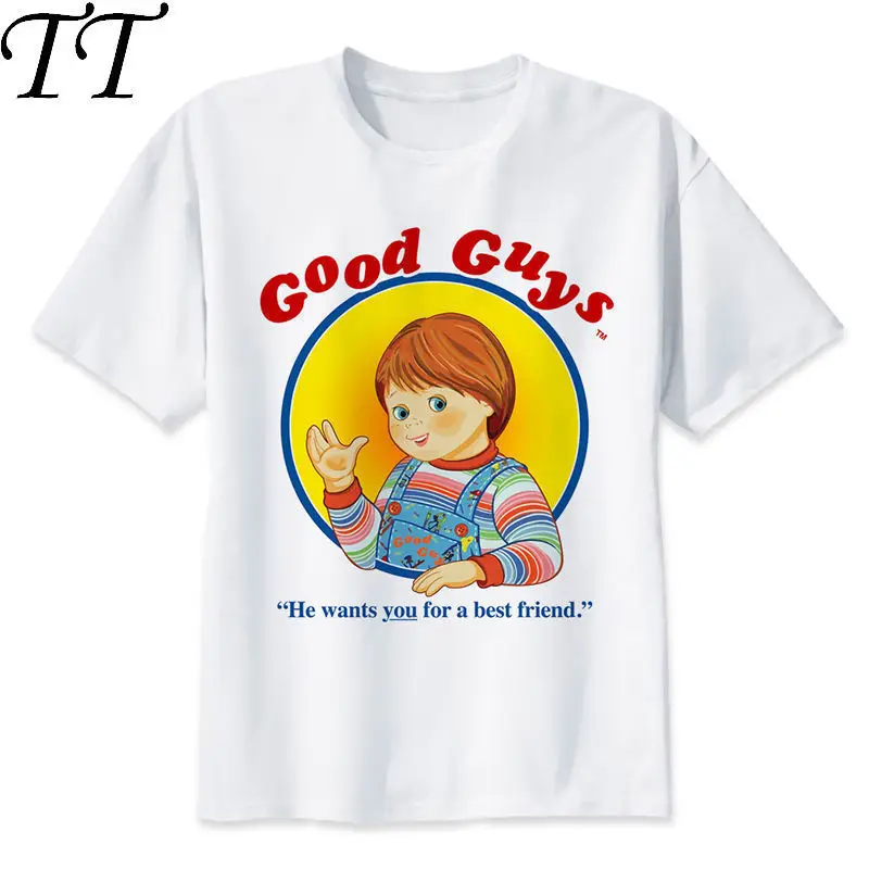 

chucky T Shirt men Summer fashion High Quality t-shirt casual white print O-Neck print male men top tees M8088