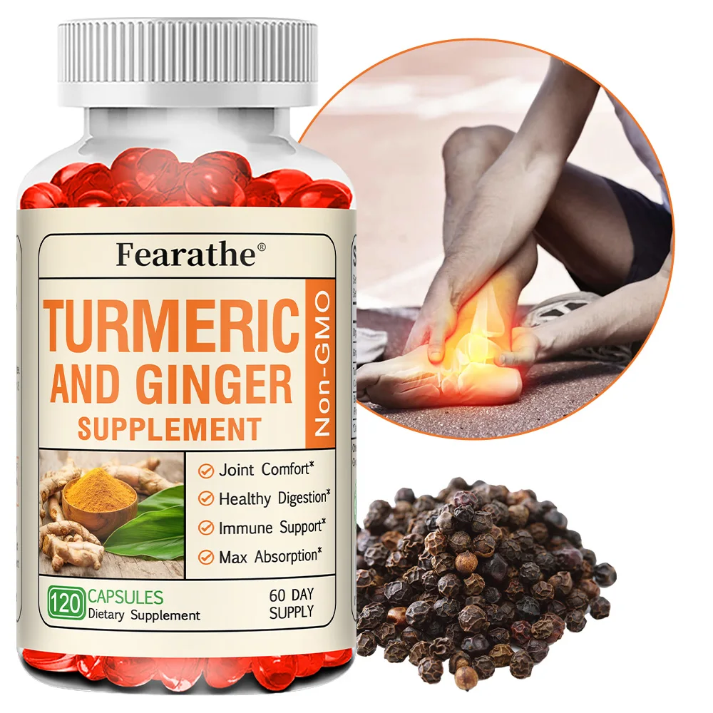 

Curcumin Capsules, with Ginger and Black Pepper for High Absorption, Potent Joint Support, Bone Marrow Health, Digestive Support