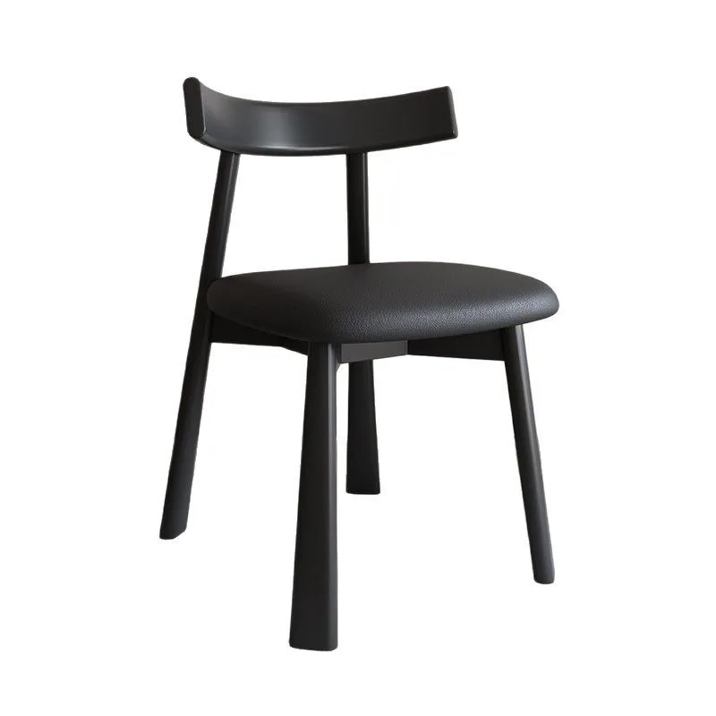 

Solid wood dining chair Home dining table Backrest chair Italian minimalist medieval designer black home stool