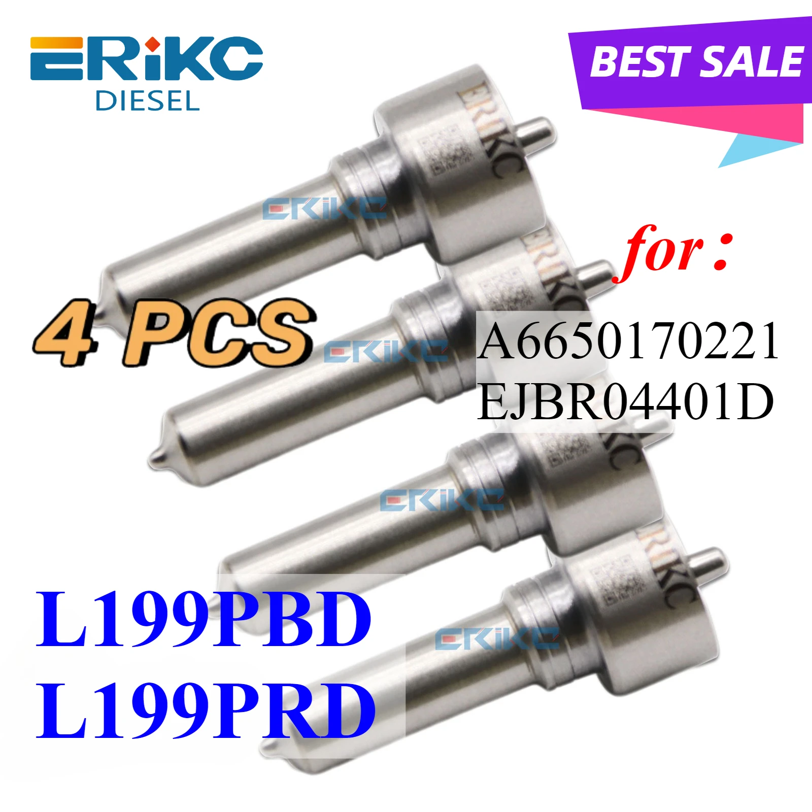 

4PC L199PRD Diesel Injector Nozzle L199PBD Sprayer For Ssangyong A6650170221 EJBR04401D Kyron 2.7L Rexton/Rodius euro 4
