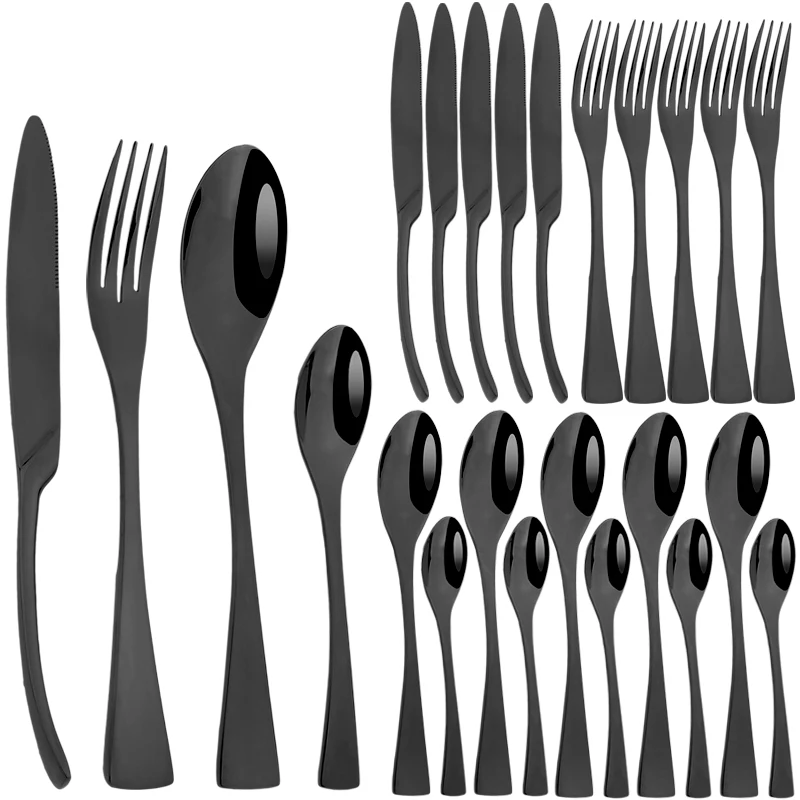 

24Pcs/1set Dinnerware Set Stainless Steel Tableware Set Steak Knife Fork Spoon Silverware Kitchen Dinner Flatware Cutlery Set