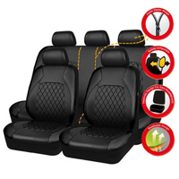 Universal Car Seat Cover Set PU Leather Vehicle Cushion Full Surrounded Protector Pad Anti-Scratch Fit Sedan Suv Pick-up Truck