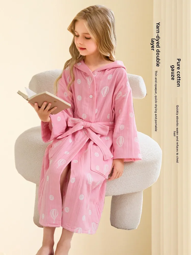 

Хлопковый детский банный халат со шляпой, полотенце для отеля, материал ex Thi, легкий детский шатун из чистого хлопка