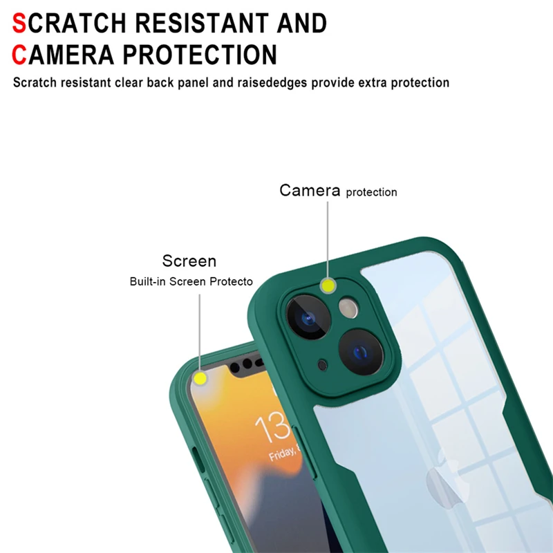 Funda completa de silicona para iPhone, Protector de pantalla a prueba de golpes, para modelos 16 Pro Max, 15, 13, 11, 12, 14 Pro Max, X, XS, SE, 7, 8 Plus, 360