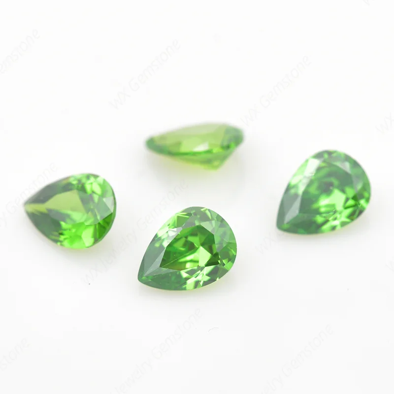 

Zirconia Stone Pear Green Brilliant Cut Loose Stones Synthetic Gems Beads For Jewelry DIY for Jewelry 3mm~12mm High Quality