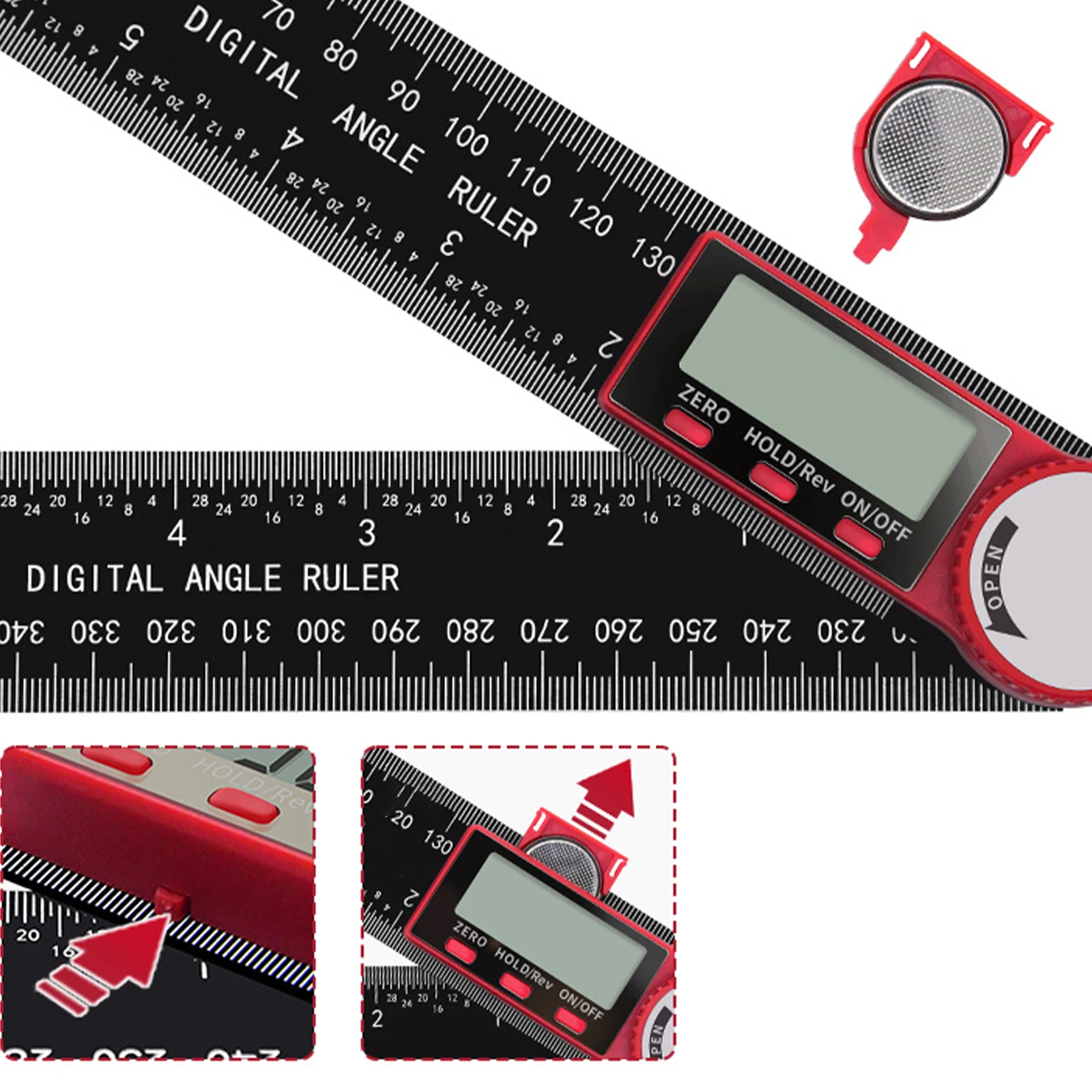 Imagem -04 - Multifunções Grande Tela Display Plástico Transferidor Display Digital Régua de Ângulo Ferramentas Caliper Vernier Caliper em pc