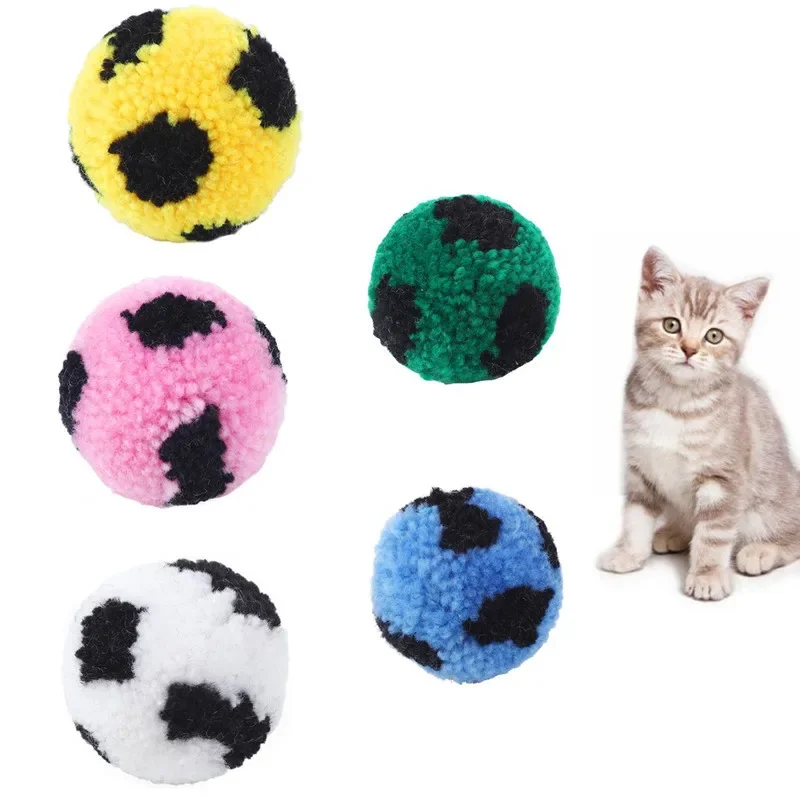 New Plush Silent Cat Toy, Soccer, Yarn, Teasing Cat Toy, Cashmere Ball, Pet Toy Ball