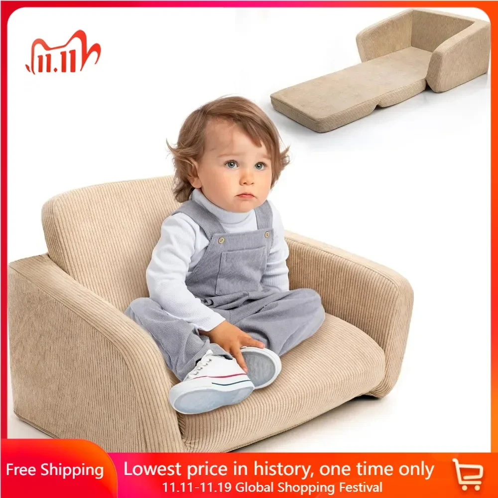 

A Super Soft Comfy Kids Chair for Toddler - Convertible 2 in 1 Lounger Easily Unfolds Into Couch To Sleep Sofas Children Sofa