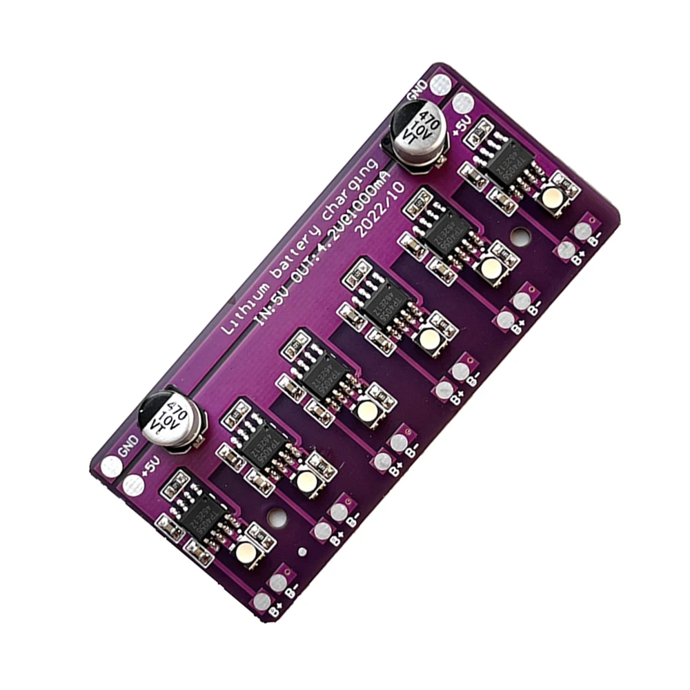 6*1A Charging Module 5V Multi-bit Parallel PCB Circuit Charger Board supports 6 independent battery groups for 18650 4.2V