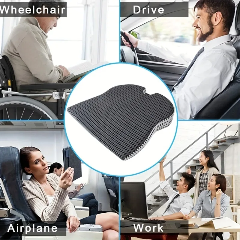 Car Wedge Seat Cushion for Car Driver Seat Office Chair Wheelchair, Memory Foam Seat Cushion - Orthopedic Support