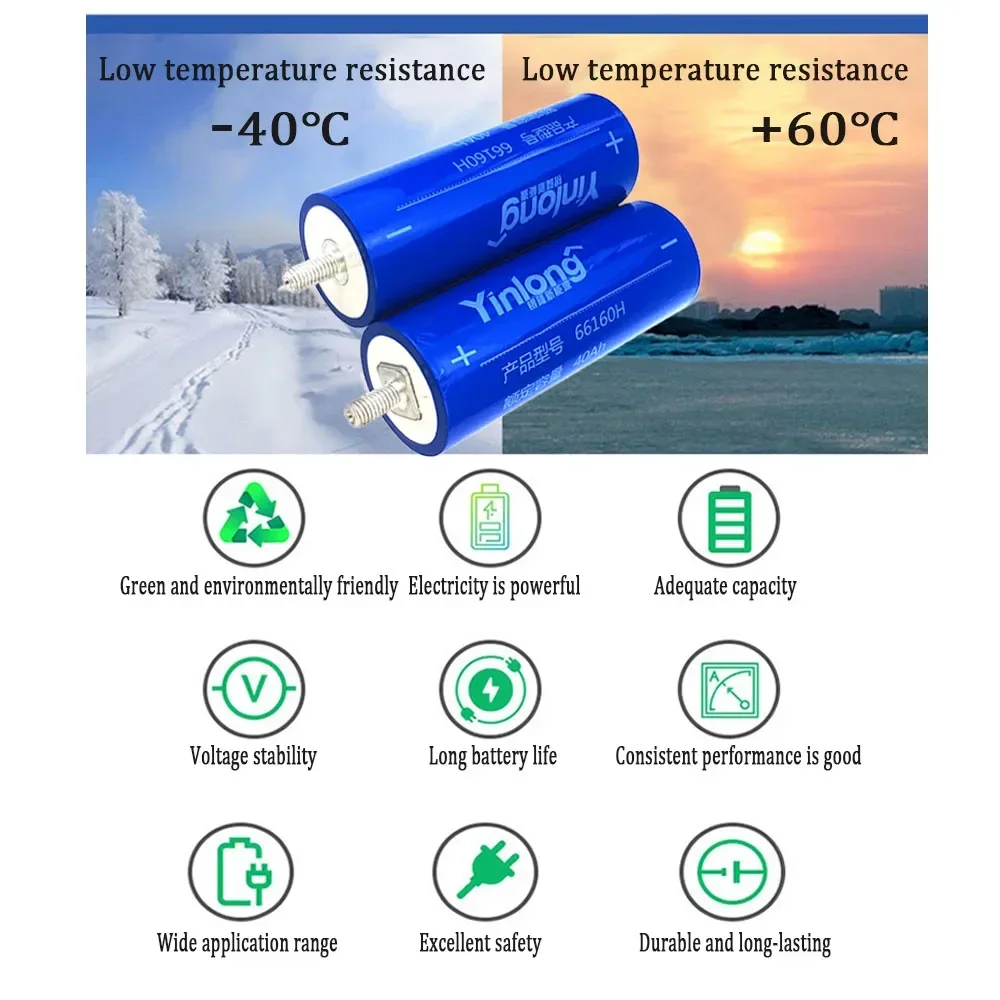 Yinlong 66160H 2.3V 2024 100% Original Real Capacity 40Ah Lithium Titanate LTO Battery Cell for Car Audio Solar Energy Syste