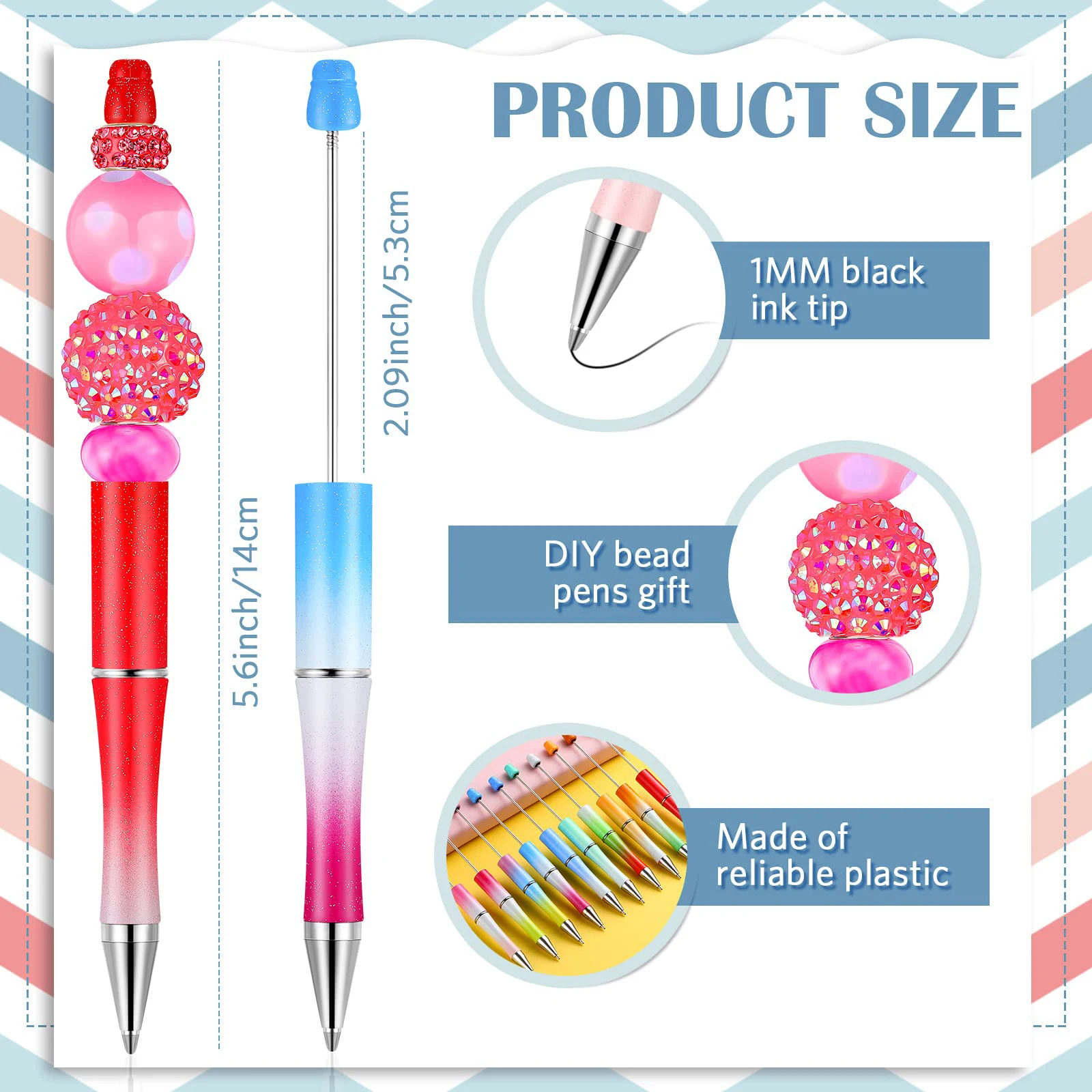 10Pcs Candy Beaded Ballpoint Pen Pens Gift for Writing Beadable Pens Beadable Pen DIY Gift for Student Office Supplies