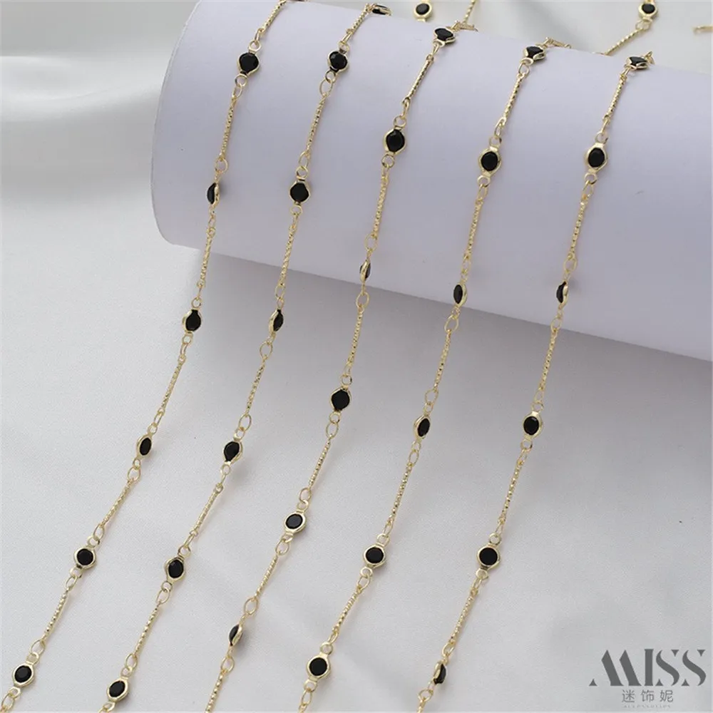 

14K Gold Twist Straight Stick Rhinestone Handmade Chain Loose Chain DIY Accessories Bracelet Necklace Earring Pendant