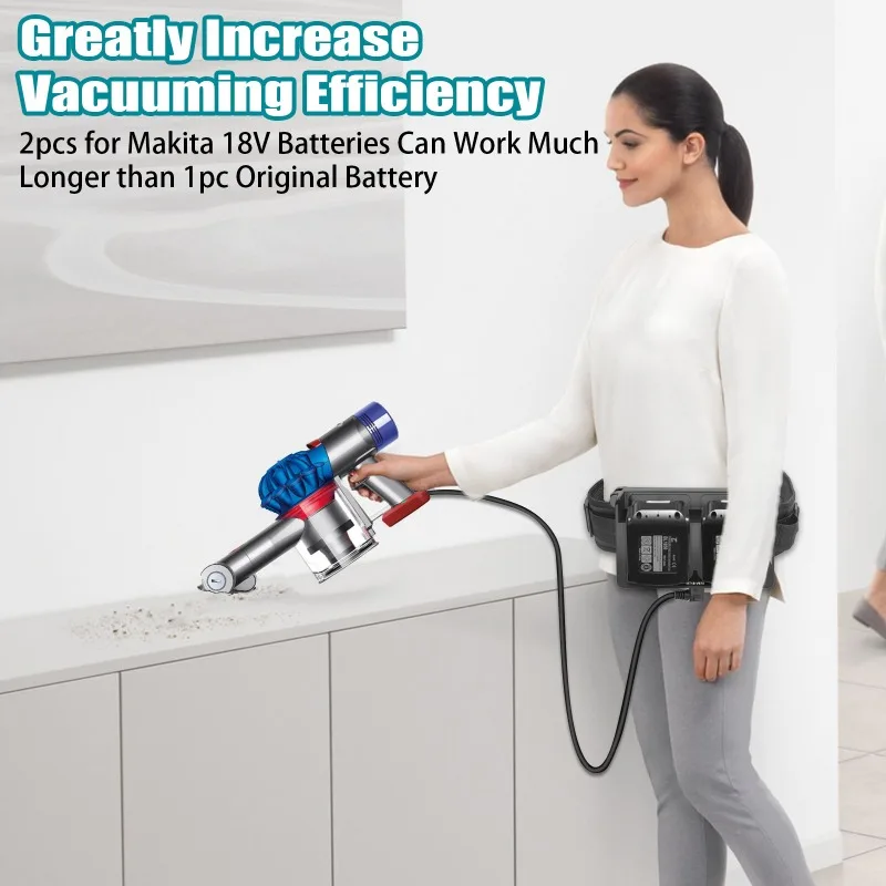 HAKSINKY Dual-Battery Waist-Mounted Weight Reducer for Makita/Milwaukee/Bosch 18/20V Battery To for Dyson V6V7V8 Vacuum Cleaners - view 6