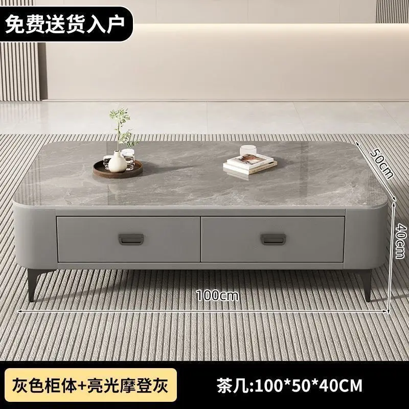 Slate TV cabinet living room home small apartment 2025 modern simple light luxury tea table Nordic floor-to-ceiling coffee