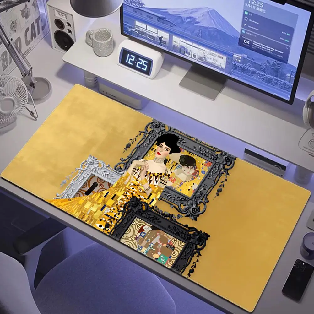 

HYBXAXC Gustav Klimt The Kiss s Mouse Pad Large Desk Mat Keyboard Ergonomic Office Rubber PC Non-slip Anti-fray Home Custom
