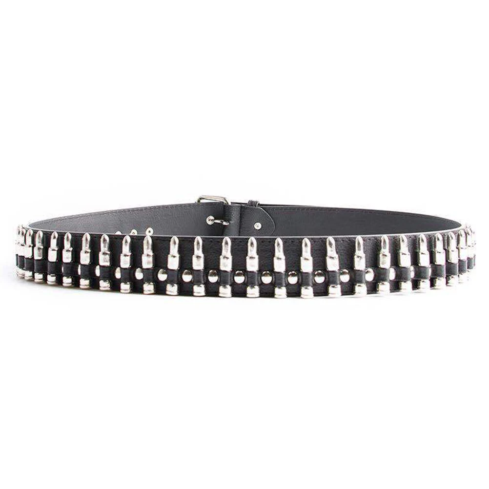 

Bullet Belt Men Punk Artificial Waistband Fashion Ratchets Metal Buckle Corrosion Resistance Matching Outfits Leisure