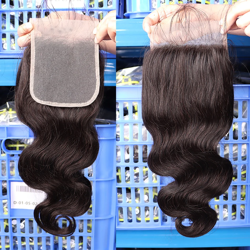 Body Wave Human Hair 4x4 5x5 Lace Closure Pre-Plucked Transparent Lace Natural Melt Skin invisible Lace Closure With Baby Hair