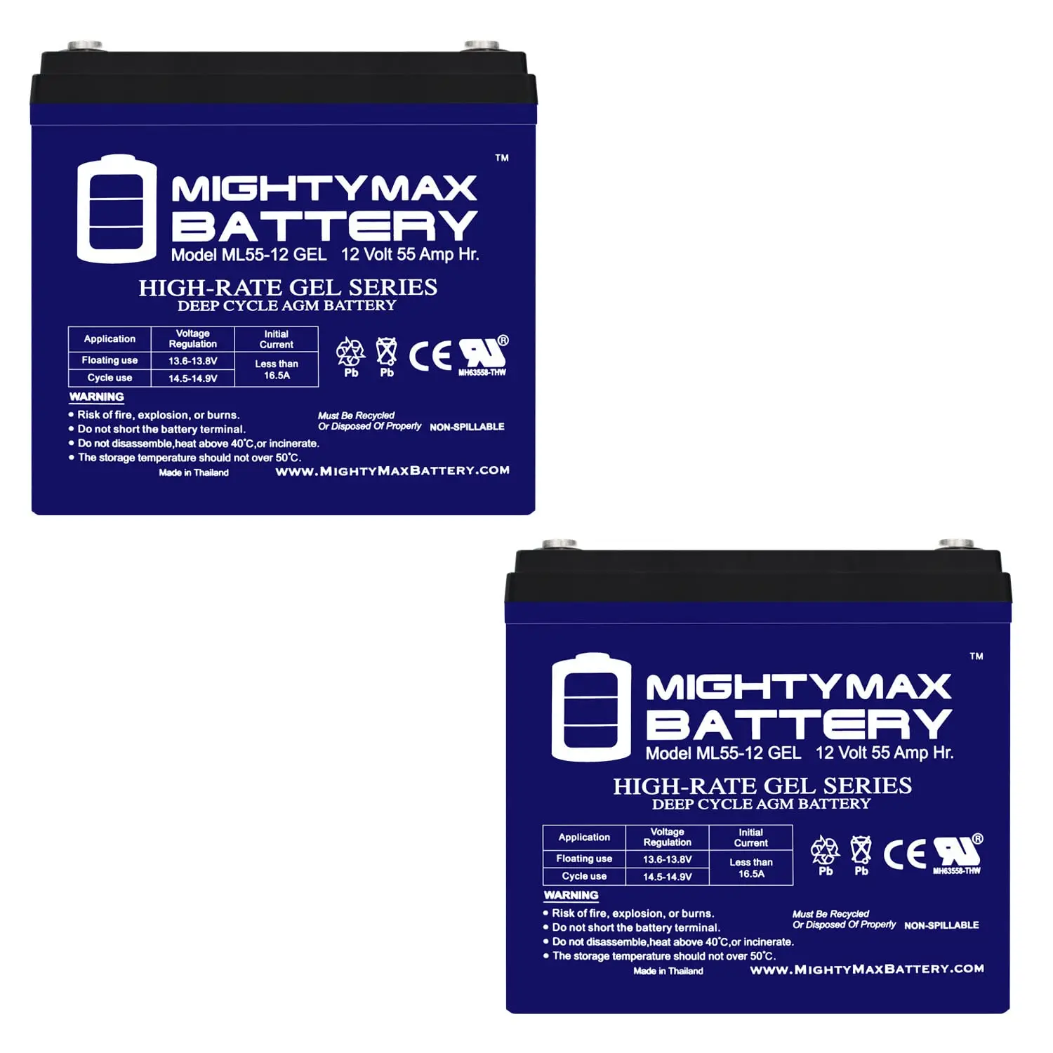 12V 55AH GEL Mobility Battery for Wheelchair & Scooter, MK 8G22NF Replacement, 2 Pack, Customized