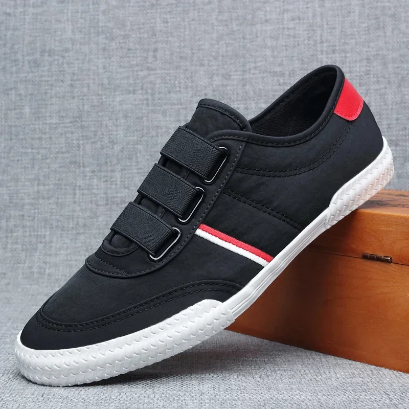 

Новинка 2024, мужская парусиновая повседневная обувь, весенне-летняя модная обувь на плоской подошве, удобные крутые лоферы без шнуровки