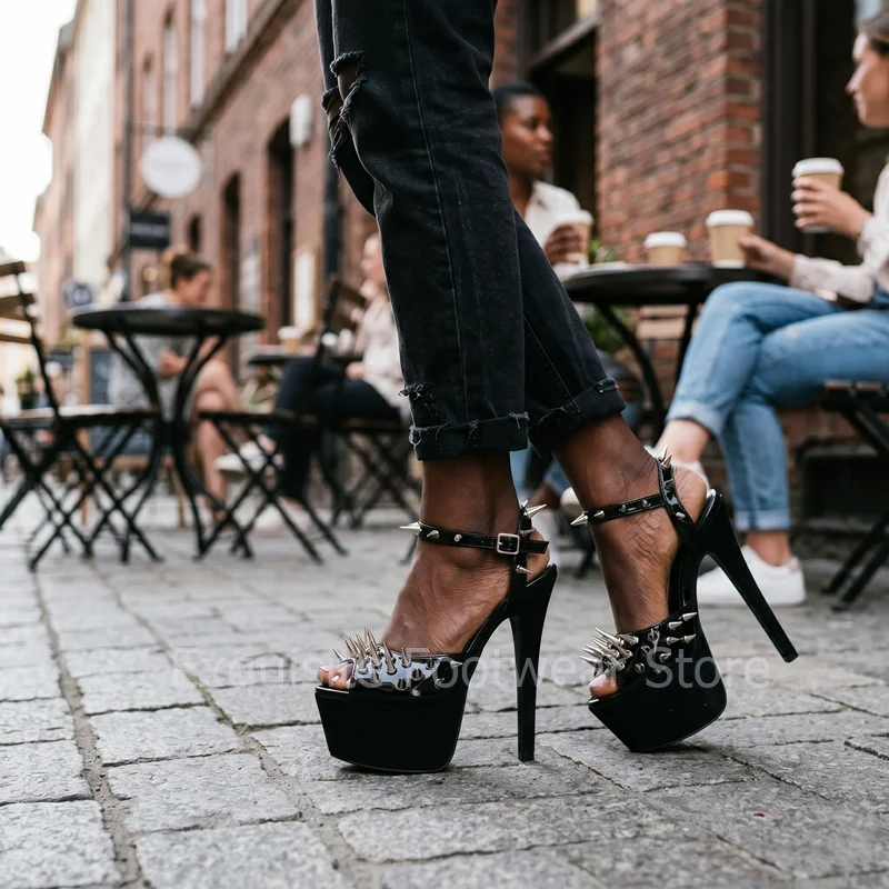 Women's Sandals Spiked Platform Stiletto Heels Sexy Peep Toe Summer Night Club Party Runway Dress Shoes Plus Size 41-43 For Lady