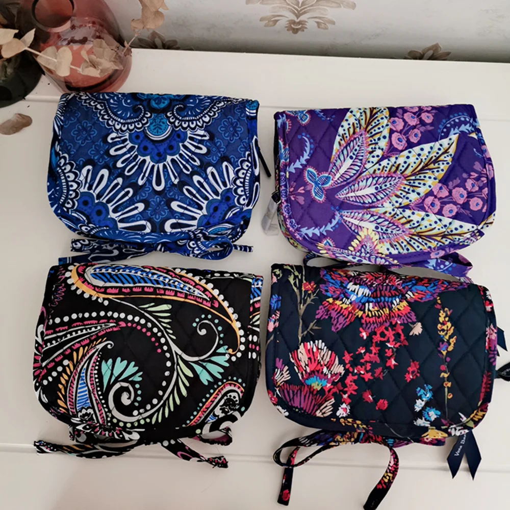 VB pure cotton environmentally friendly printed foldable makeup bag, travel storage bag, wash bag