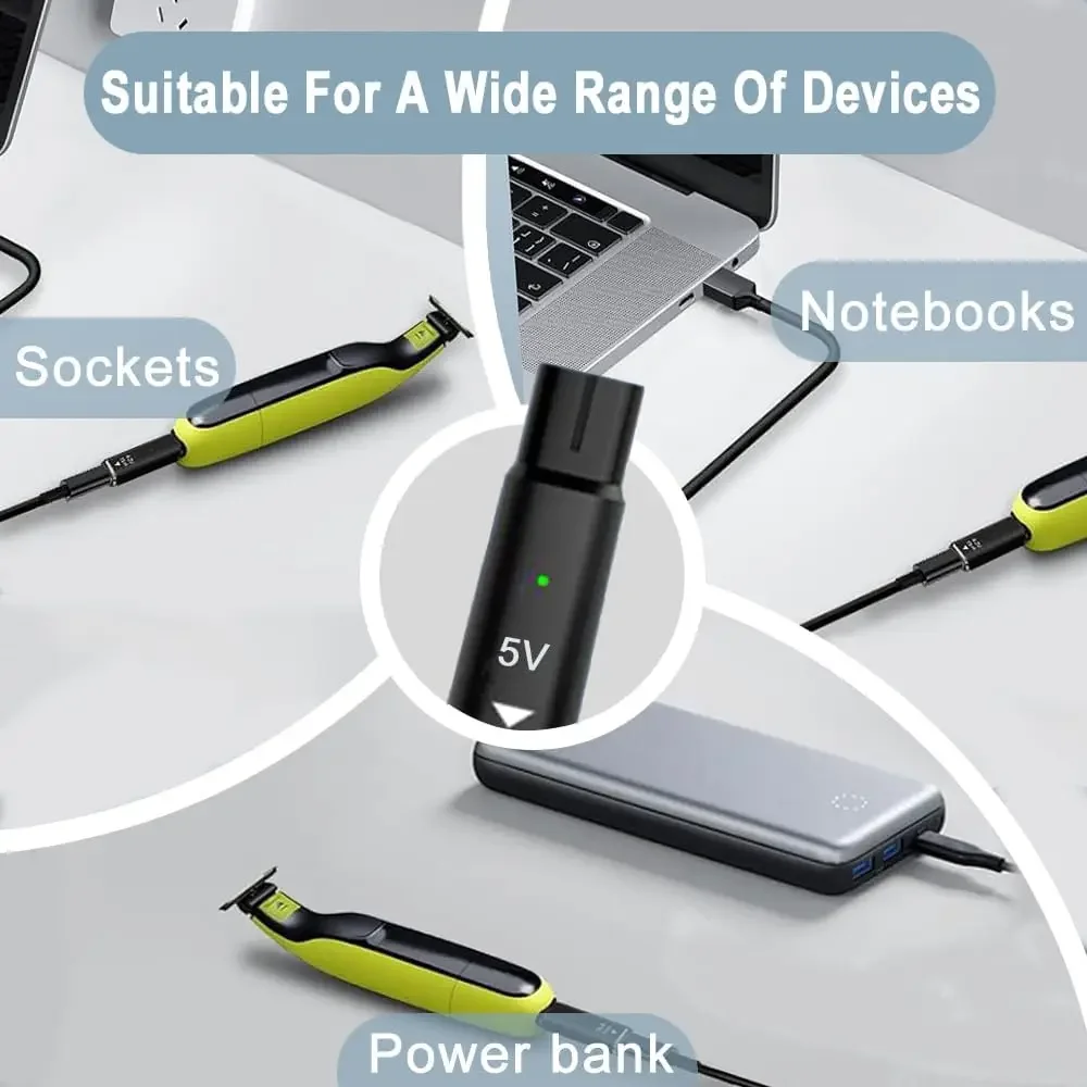 5V Type-C Scheerapparaat Adapter Opladen Converter voor Philips One Blade QP2724 QP2834 QP4530 QP1924 met Oplaadindicator Depilacion