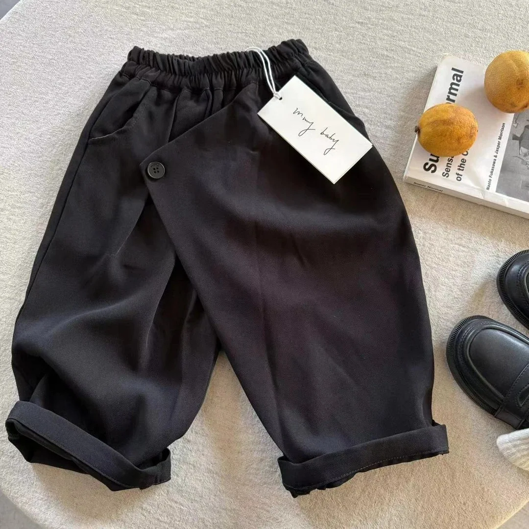 

Children's Pants Autumn 2025 Korean New Solid Color Boy's Pants Labeling Baby Girl's Casual Pants Trousers