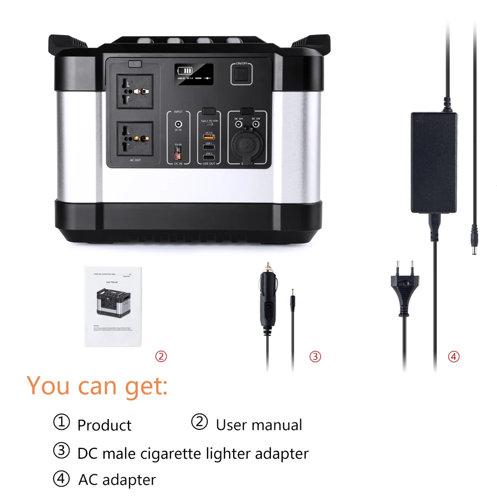 Portable Power Power Station High Capacity 1000W Solar Outdoor Camping Uninterruptible Power Supply (UPS)