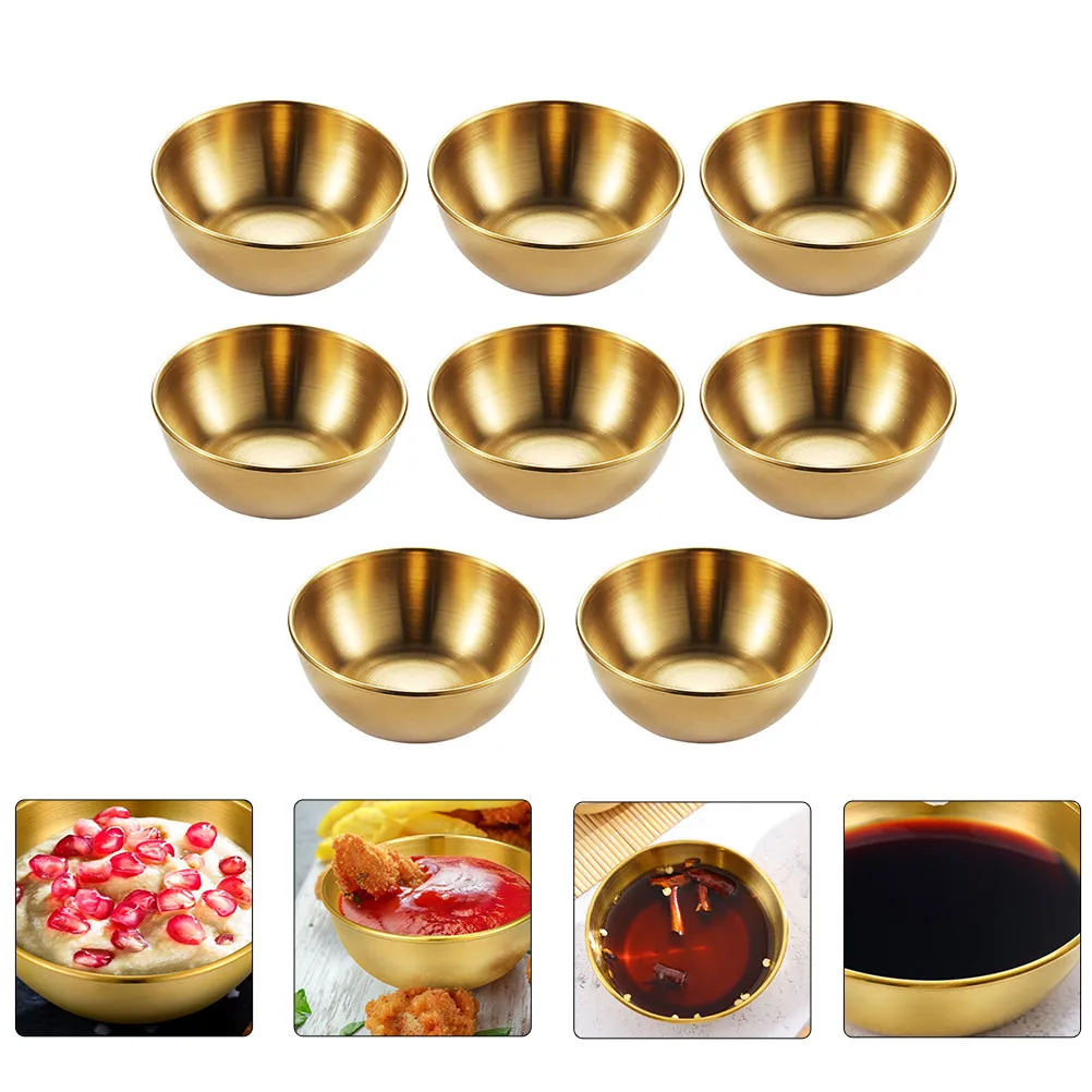 

1Set Stainless Steel Sauce Bowls Heat Resistant Seasoning Plates for Dipping Sauces Appetizers Soups Food Stores