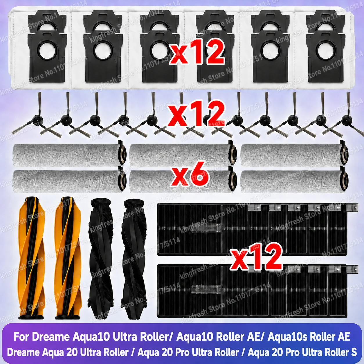 Fit For Dreame Aqua10 Ultra Roller/10 Roller AE/10S Roller AE, Aqua20 Ultra Roller/ Aqua20 Pro Ultra Roller Brush Bag Filter Mop