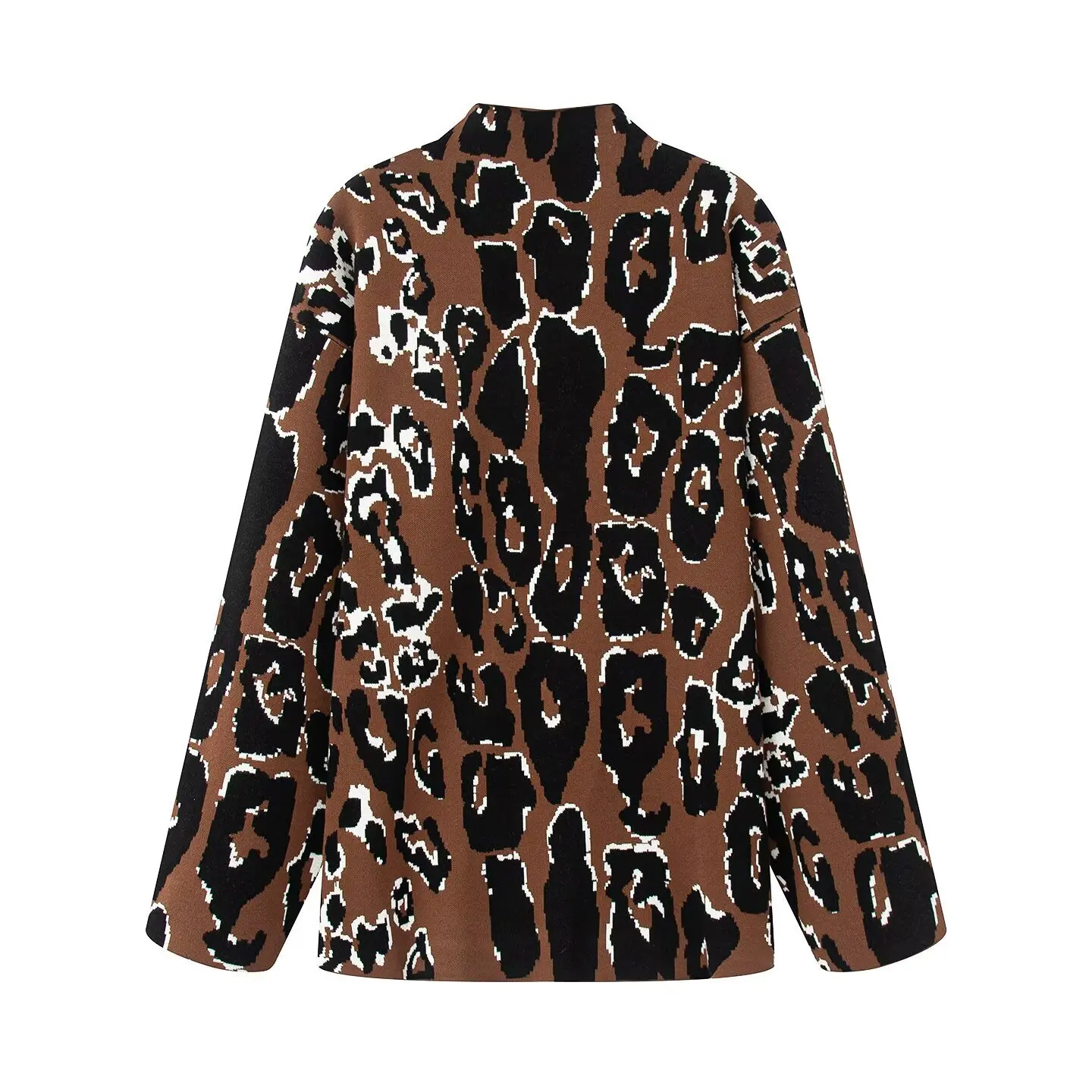 

Popular Jacquard Turtleneck Pullover Leopard Print European And American Style Women's Fashion Top