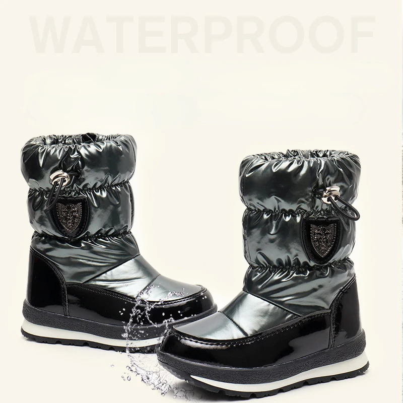 30% จริงขนสัตว์ฤดูหนาวรองเท้าเด็กเด็กรองเท้าบู๊ทหิมะ-30องศาอุ่นเด็ก Snow Boots รองเท้าเด็ก