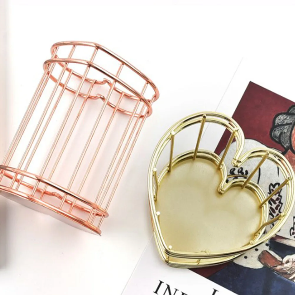 

Heart Shaped Pen Holder for Desk Rose Gold Pencil Container Metal Makeup Brush Holder Stationery Organizer Desk Accessories
