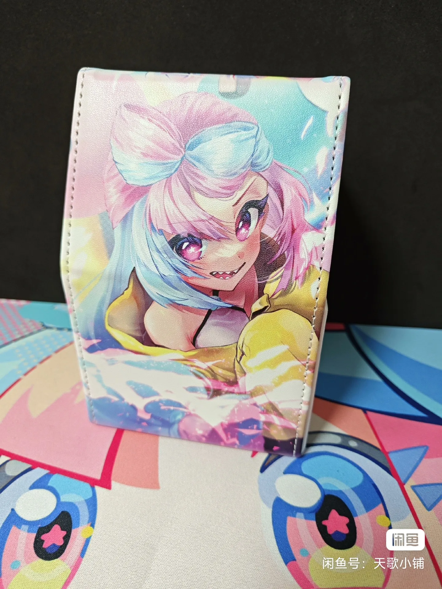 Pokemon Lono Deck Box Pink Cute Anime Girl PTCG Trading Cards Pu Leather Storage Box Protective Case