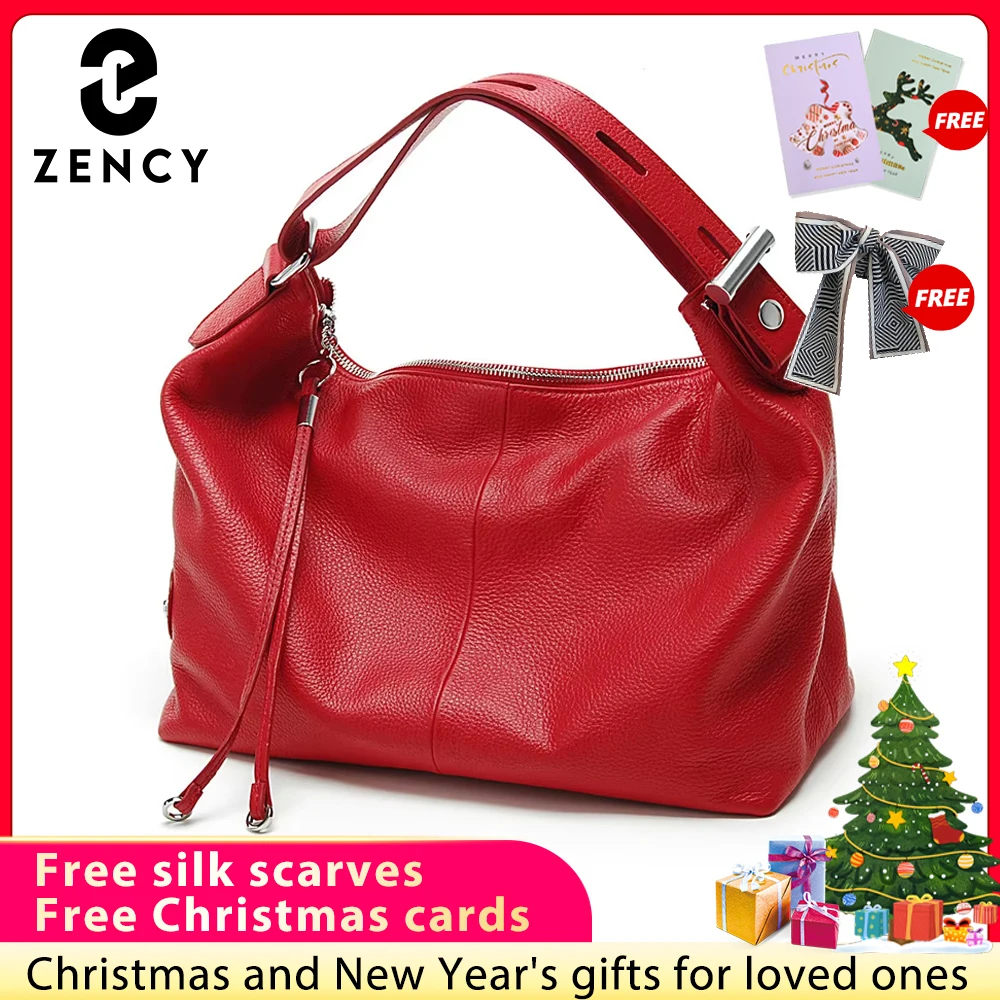 

Zency 100% Genuine Leather Women Shoulder Bag With Decorative Tassel Lady Hobo Bag Large Capacity Pocket Handbag For Phone Purse