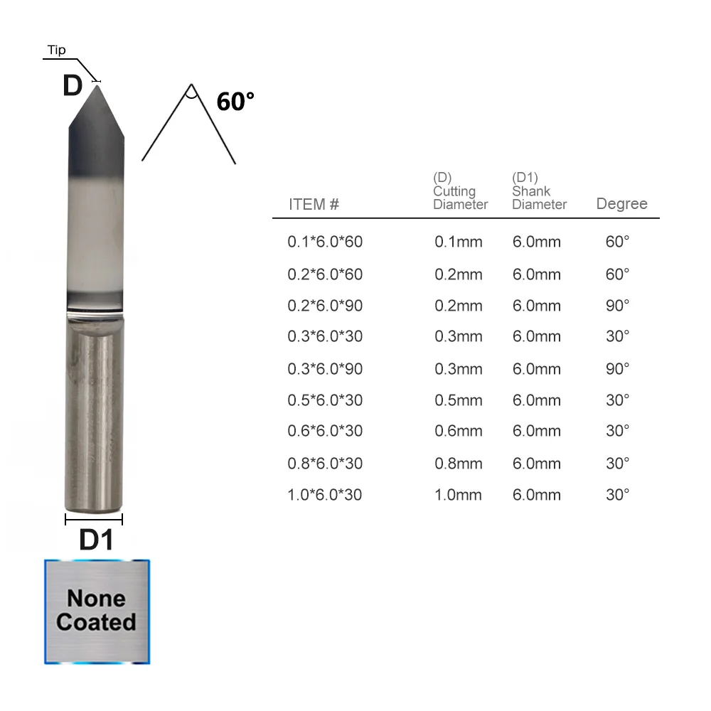 XCAN 6mm Shank PCB Engraving Bit 15-90 Degrees End Mill for CNC Engraving Machine Flat Bottom CNC Router Carving Milling Cutter