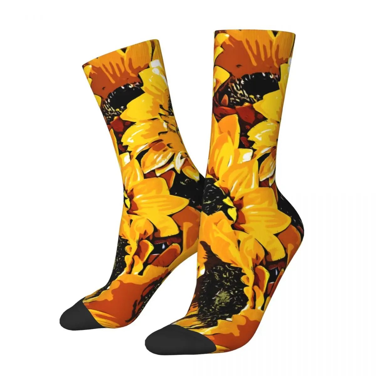 Vintage Sunflowers Flowers Color Men's compression Socks Unisex Street Style Seamless Printed Novelty Crew Sock